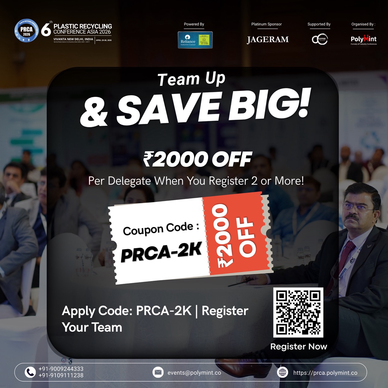 Asia Rubber Conclave — Team up and save: ₹2000 off per delegate when you register 2 or more. Coupon code ARC-2K.